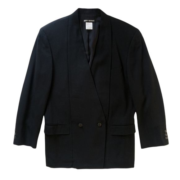 Issey Miyake Other - Issey Miyake Vintage Shawl Collar Double Breasted Wool Black Blazer
